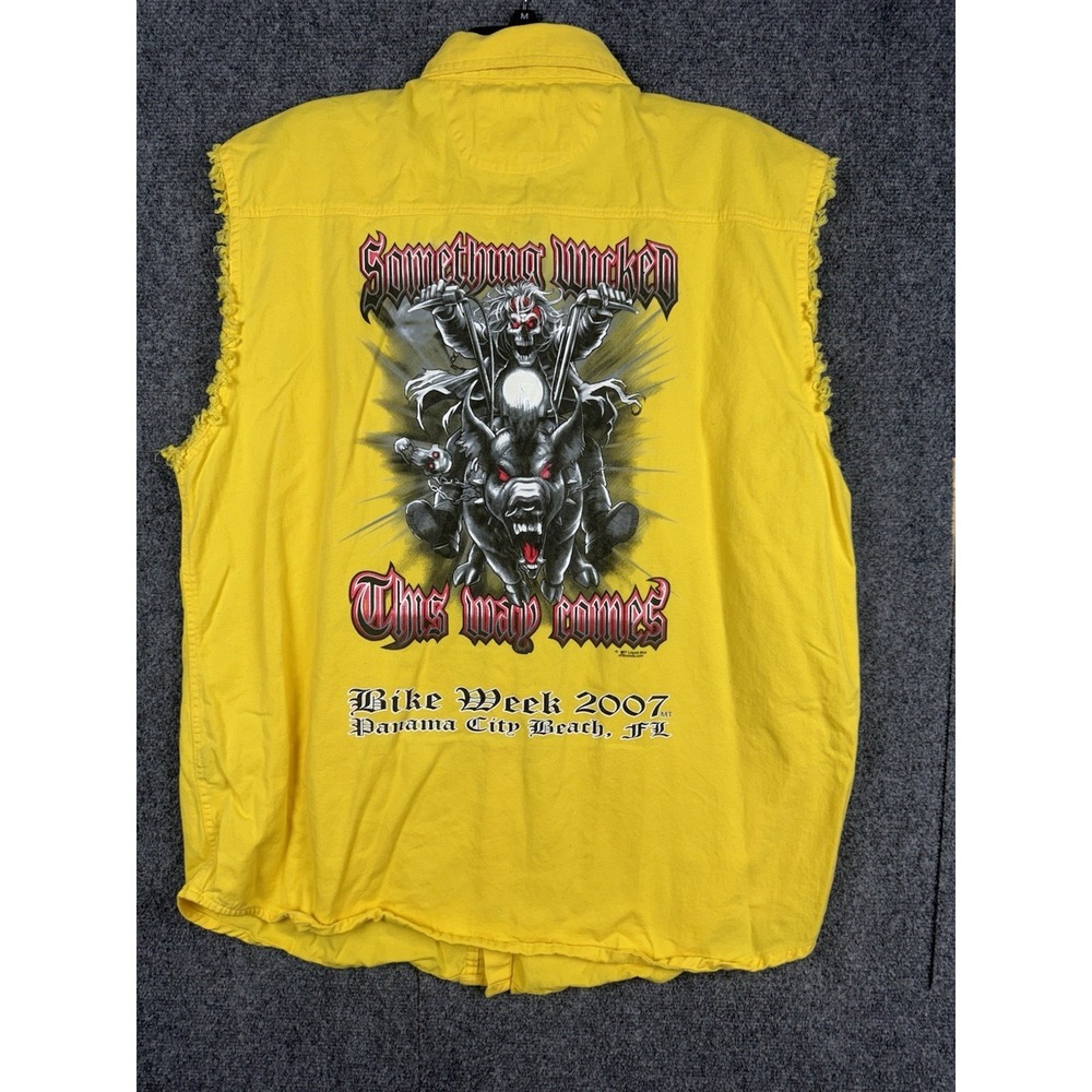 Liquid Blue 2007 V-Twin Motorcycle Skull Biker Vest PCB Bike Week 07 Men's XL